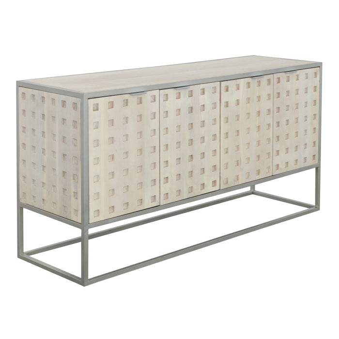 Natalie - Four Door Credenza - Pique White Wash / Metal