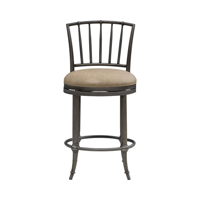 Vince - Commercial Grade Steel Frame Faux Leather Upholstered Swivel Counter Height Barstool