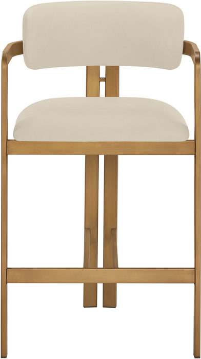 Aurum - Vegan Leather Upholstered Counter Stool With Brushed Brass Base