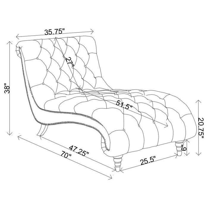 Lydia - Tufted Cushion Chaise With Nailhead Trim - Gray