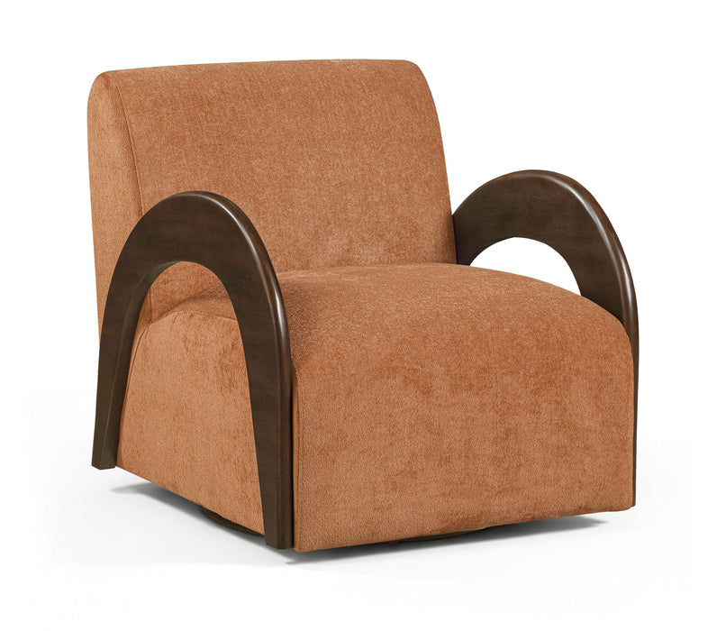 Neria - Chenille Fabric Upholstered Swivel Accent Chair - Painted Brown Base