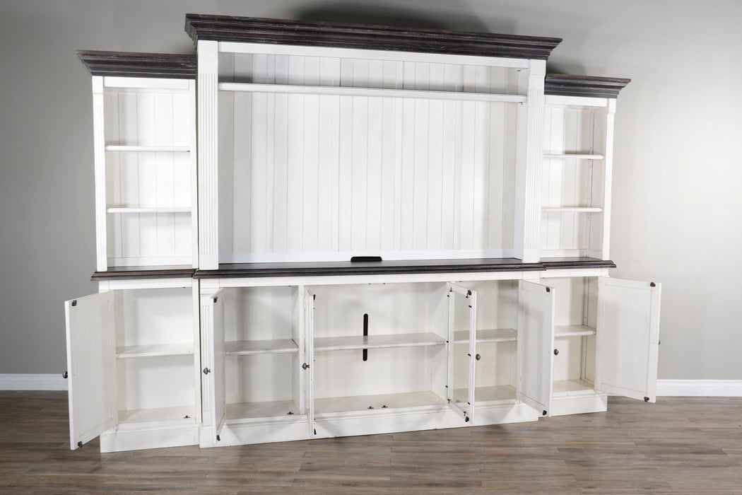 Carriage House - Entertainment Wall - Cottage White / Europen Dark