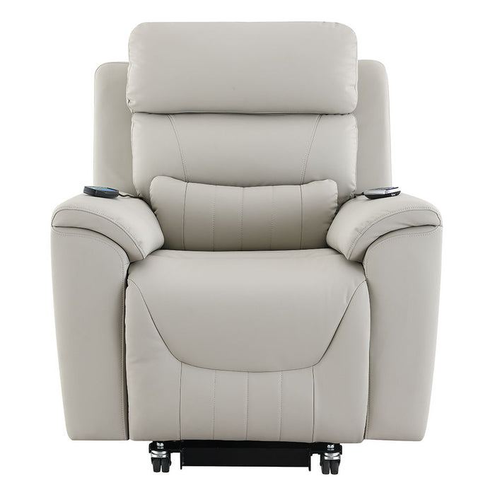 Marsha - Power Recliner With Lift & Massage - Light Gray Leather