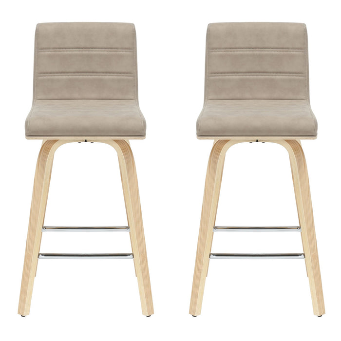 Vienna - 35.5" Swivel Counter Height Square Back Wood Bar Stool With Faux Leather Seat