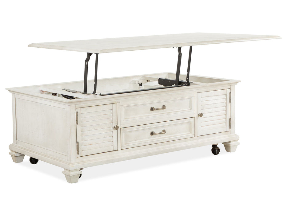 Newport - Lift Top Storage Cocktail Table (With Casters) - Alabaster