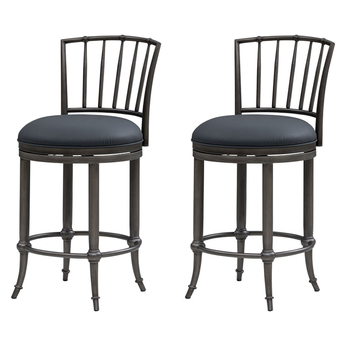 Vince - Commercial Grade Steel Frame Faux Leather Upholstered Swivel Counter Height Barstool