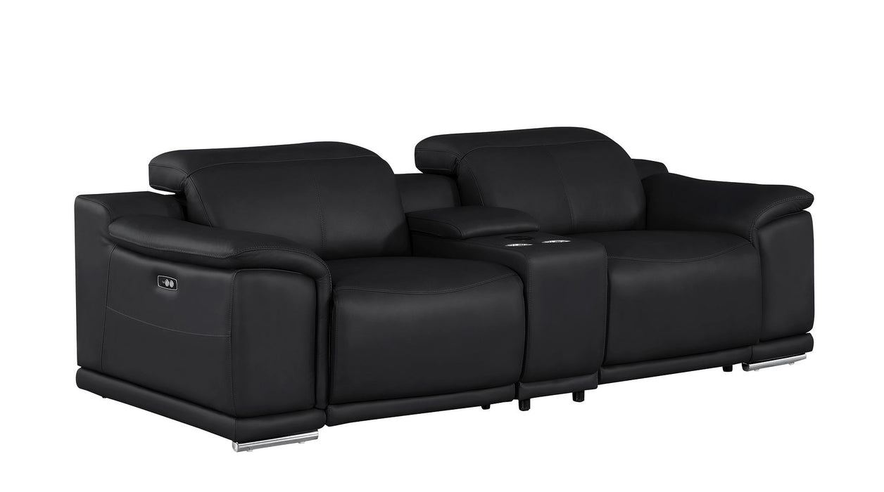 2679 - Genuine Leather Console Loveseat With Dual Power Recliners