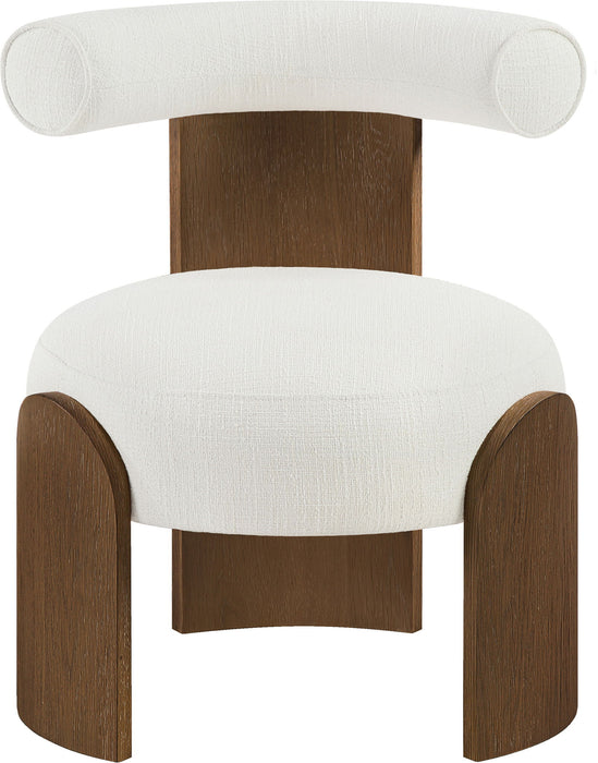 Calder - Linen Textured Fabric Upholstered Accent Chair - Painted Brown Base