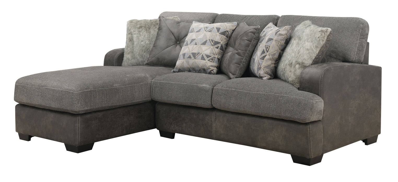 Berlin - 2 Piece Sectional - Gray Herringbone & Sanded Microfiber