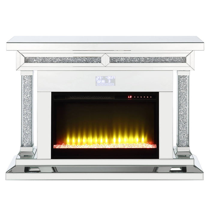 Noralie - 36"H Fireplace With Bluetooth - Mirrored & Faux Diamonds