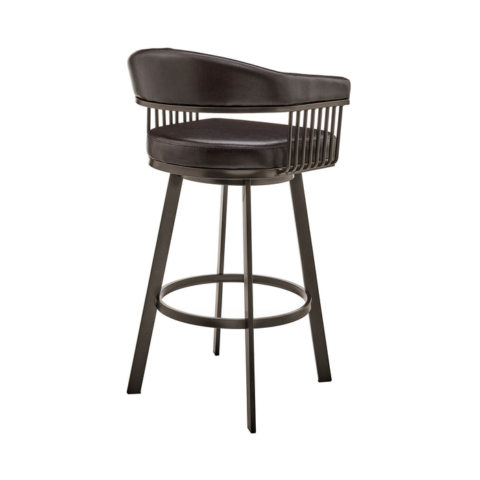 Chelsea - 25" Counter Height Swivel Bar Stool - Java - Brown Finish And Chocolate Faux Leather