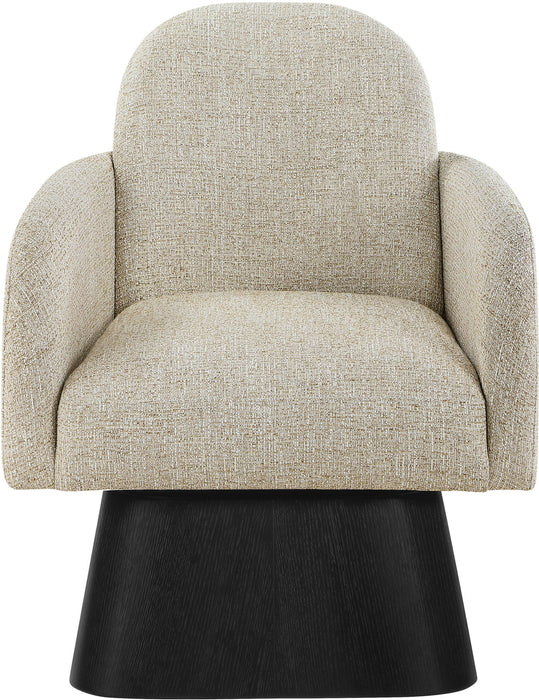 Marlowe - Linen Textured Fabric Upholstered Swivel Accent Chair - Stained Black