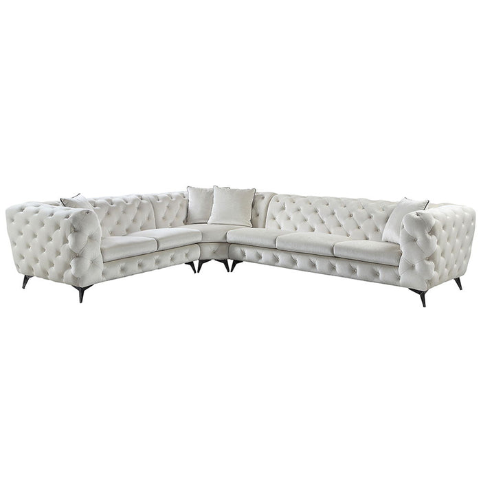 Atronia - Sectional Sofa With 4 Pillows - Beige Fabric