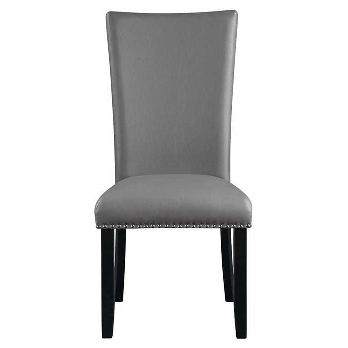 Caralin - Side Chair (Set of 2) - Gray Synthetic Leather & Black