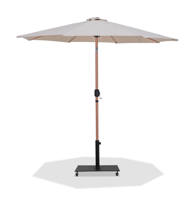 Fiji - Aluminum Patio Umbrella With Square Black And Teak Base