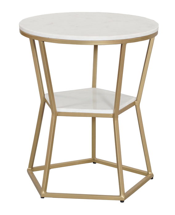 Mina - Accent Table - Marigold White / Gold