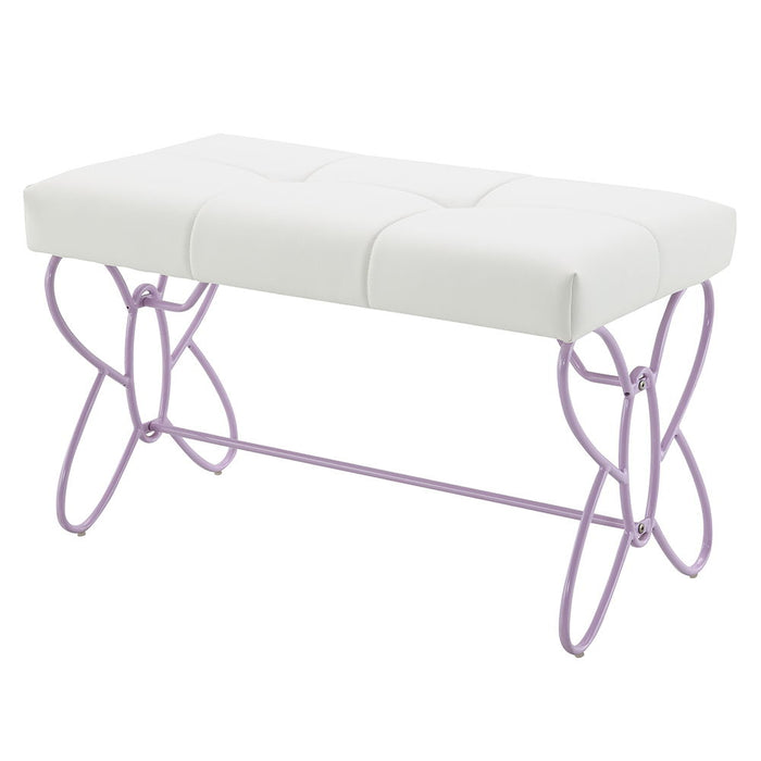 Priya II - Bench - White & Light Synthetic Leather Rple