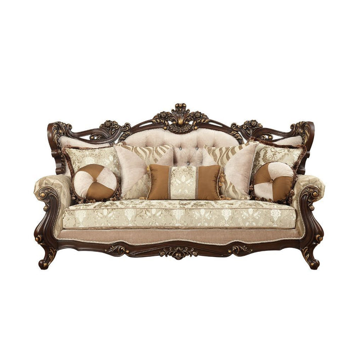 Shalisa - Sofa With 7 Pillows (Same Lv01585) - Fabric & Walnut