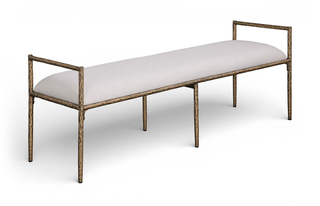 Axis - Linen Textured  Beige Fabric Upholstered Bench