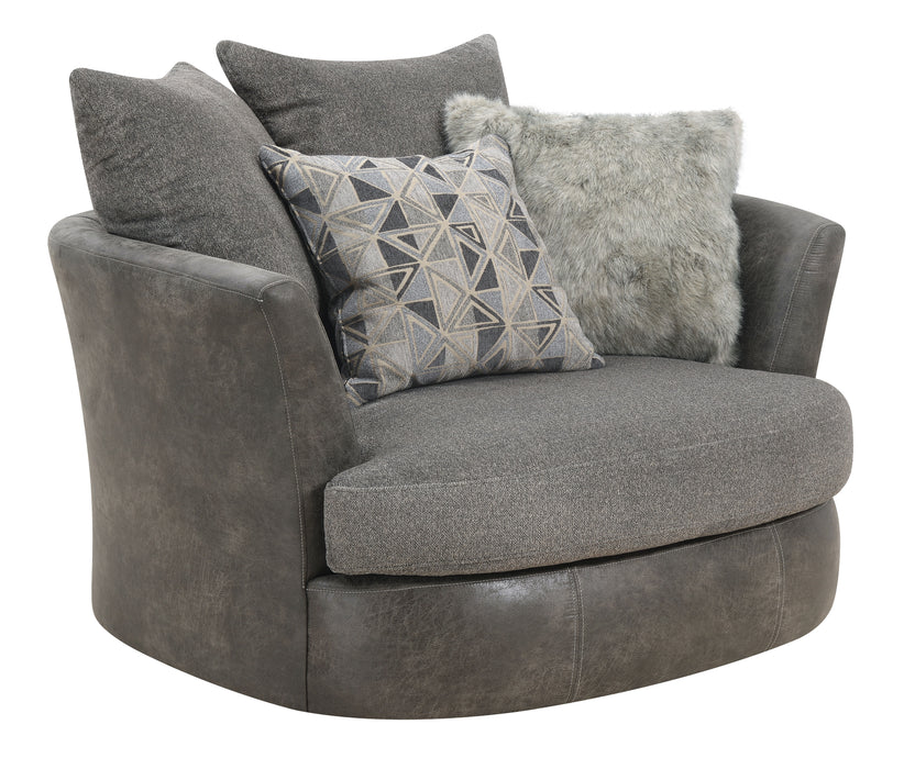 Berlin - Swivel Chair - Gray Herringbone & Sanded Microfiber