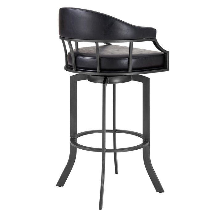 Edy - Swivel 26" Mineral Finish And Black Faux Leather Bar Stool