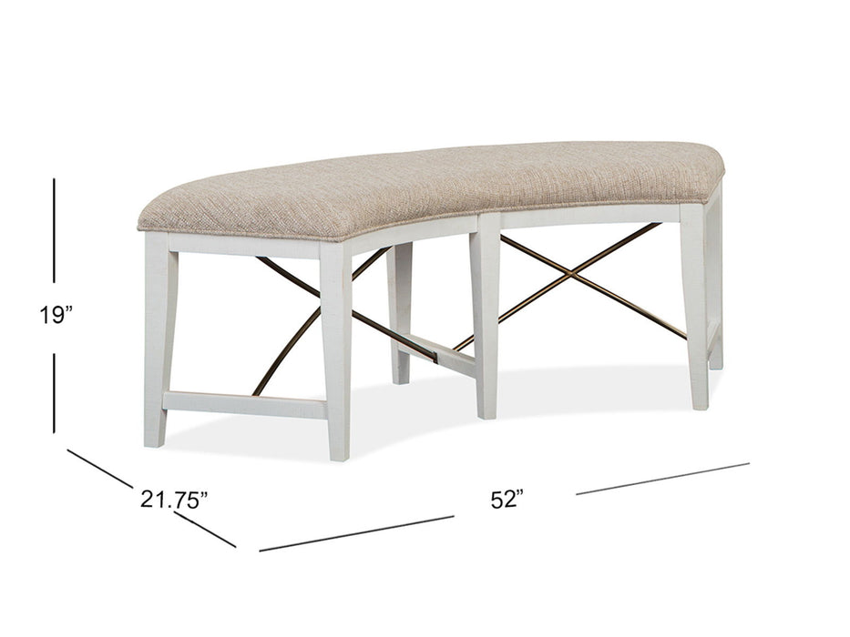 Heron Cove - Curved Bench With Upholstered Seat - Chalk White