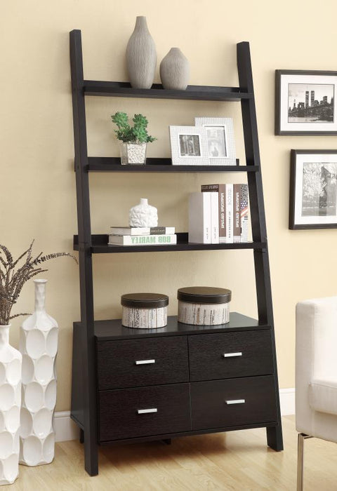 Colella - 5-Shelf Storage Ladder Bookshelf - Cappuccino