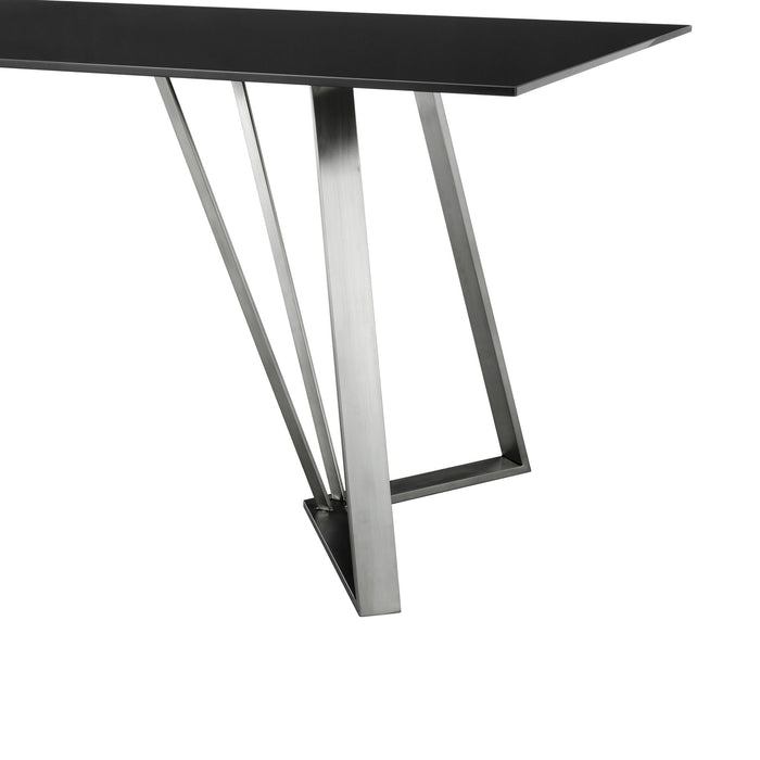 Cressida - Glass And Stainless Steel Rectangular Dining Room Table - Black / Brushed