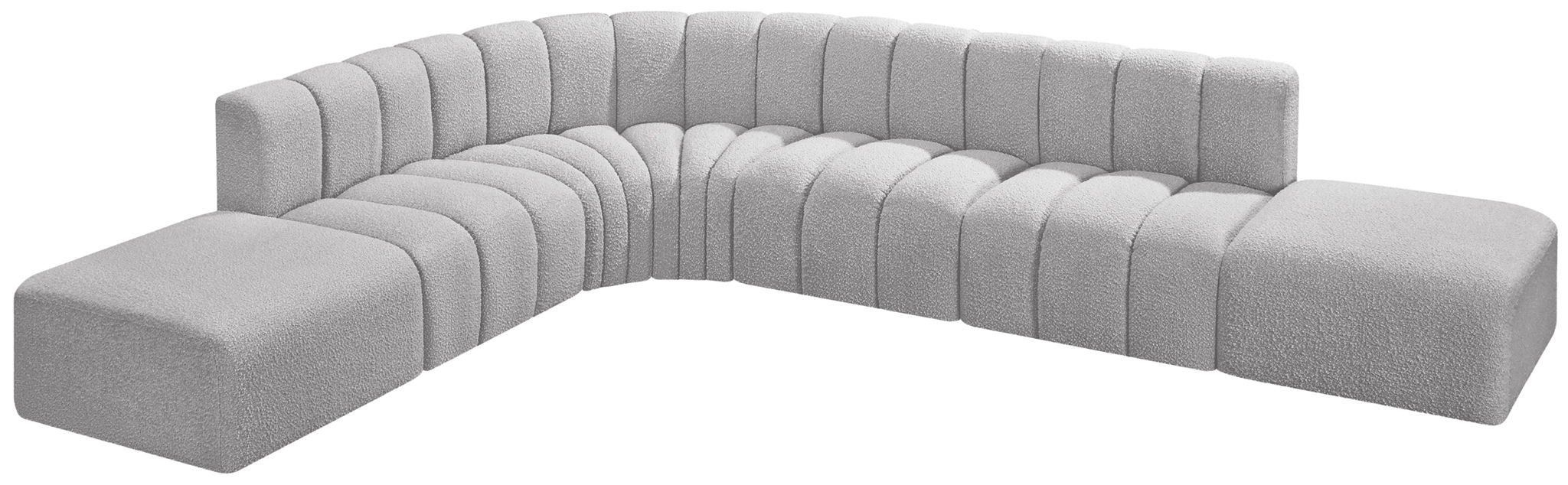 Arc - Boucle Fabric 7 Piece Corner Modular Sofa