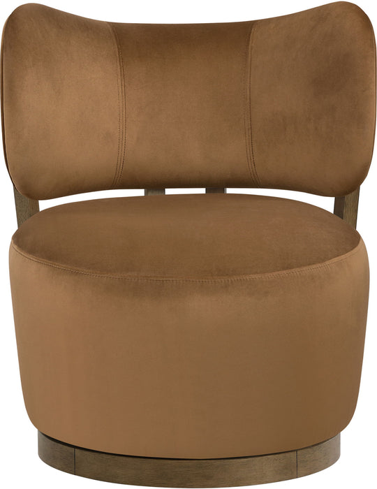 Elara - Velvet Upholstered Swivel Accent Chair - Stained Brown
