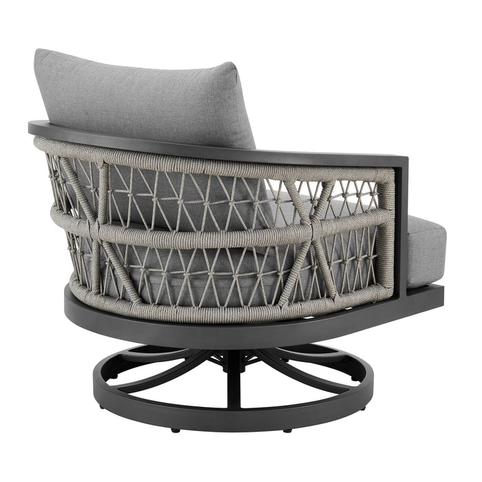Zella - 3 Piece Outdoor Patio Swivel Seating Set - Light Gray