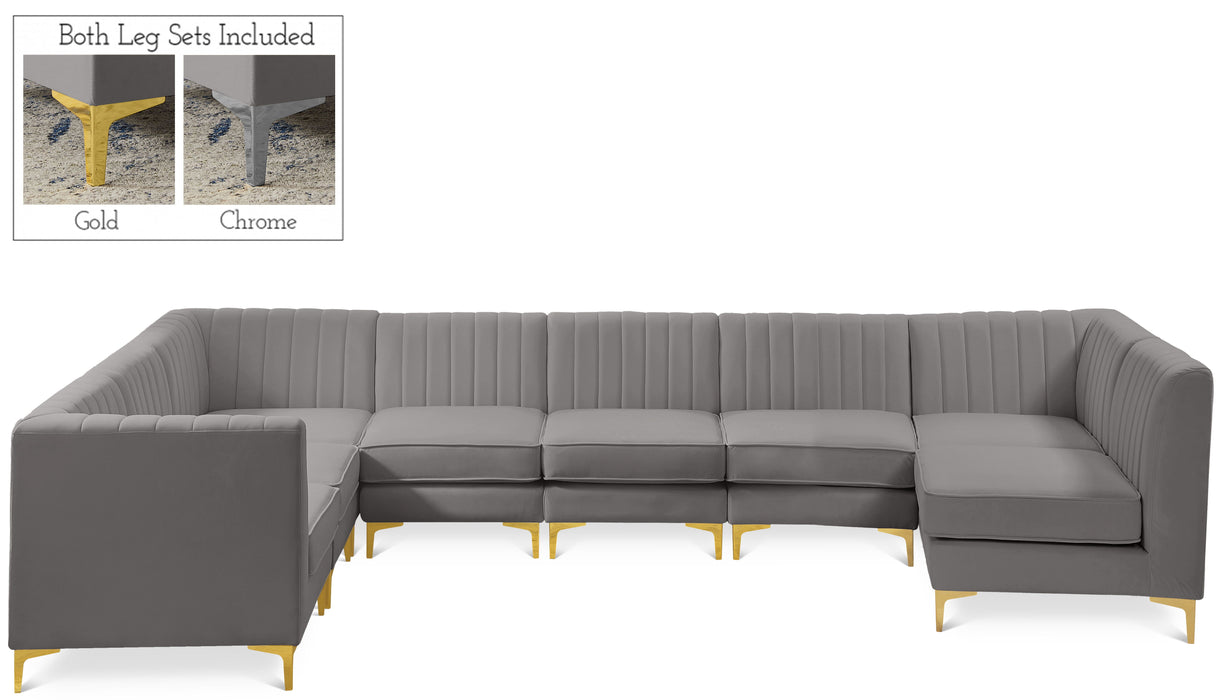 Alina - 8 Piece Velvet Modular Sectional