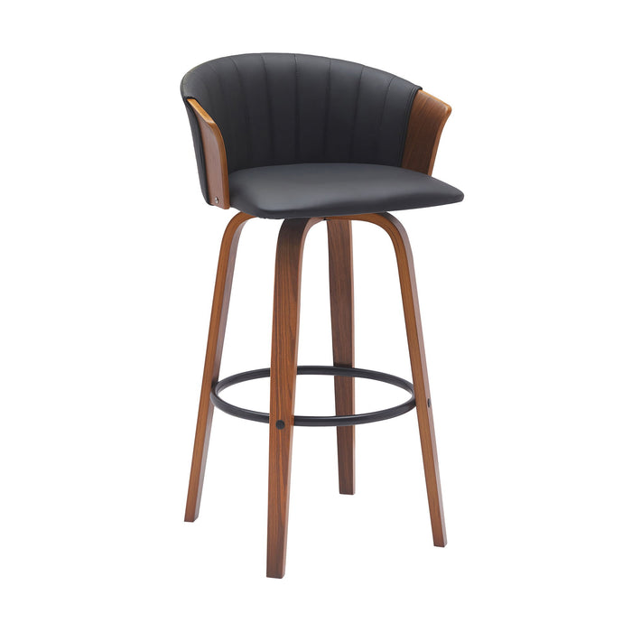 Diana - Swivel Walnut Wood Faux Leather Counter Stool