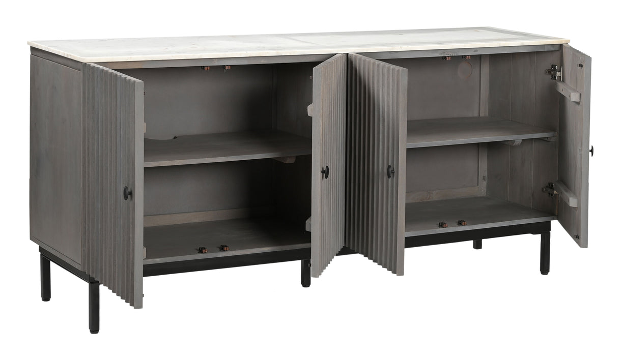 Nebulous - Four Door Credenza - Gray / White