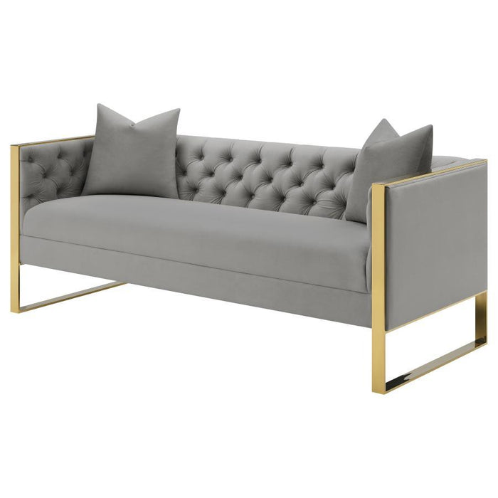 Eastbrook - Velvet Upholstered Tufted Sofa - Gray