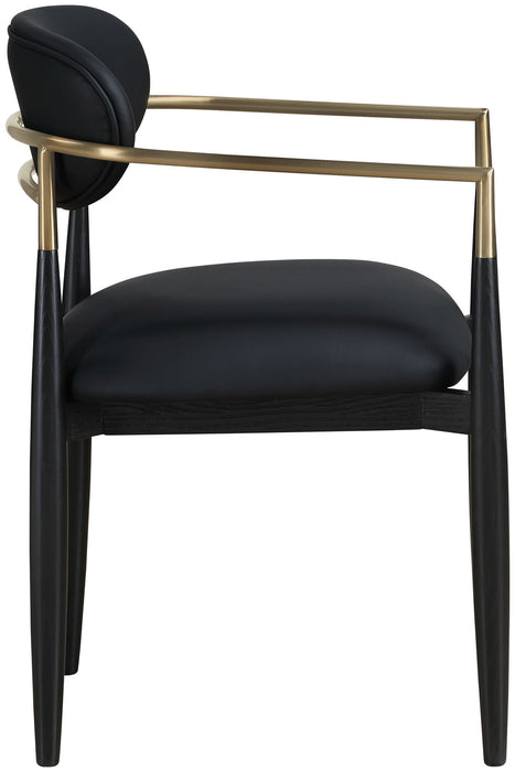 Riccio - Faux Leather Dining Arm Chair (Set of 2) - Black And Gold Frame