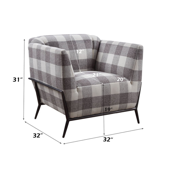 Niamey II - Accent Chair - Pattern Fabric & Metal Frame Black