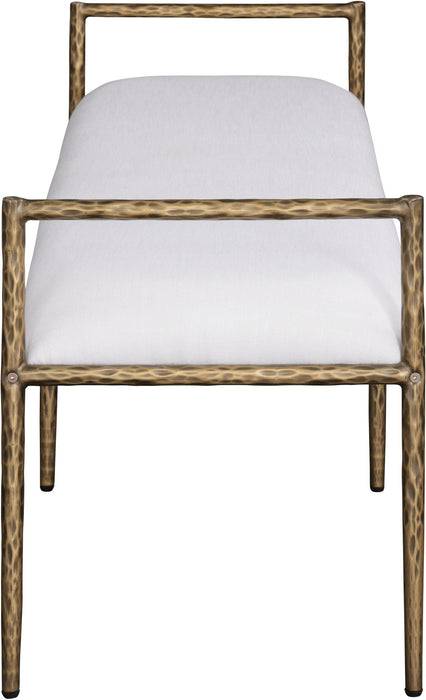 Axis - Linen Textured Cream Fabric Upholstered Bench