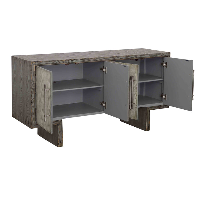 Inverness - Four Door Credenza - Blue Gray / Cream