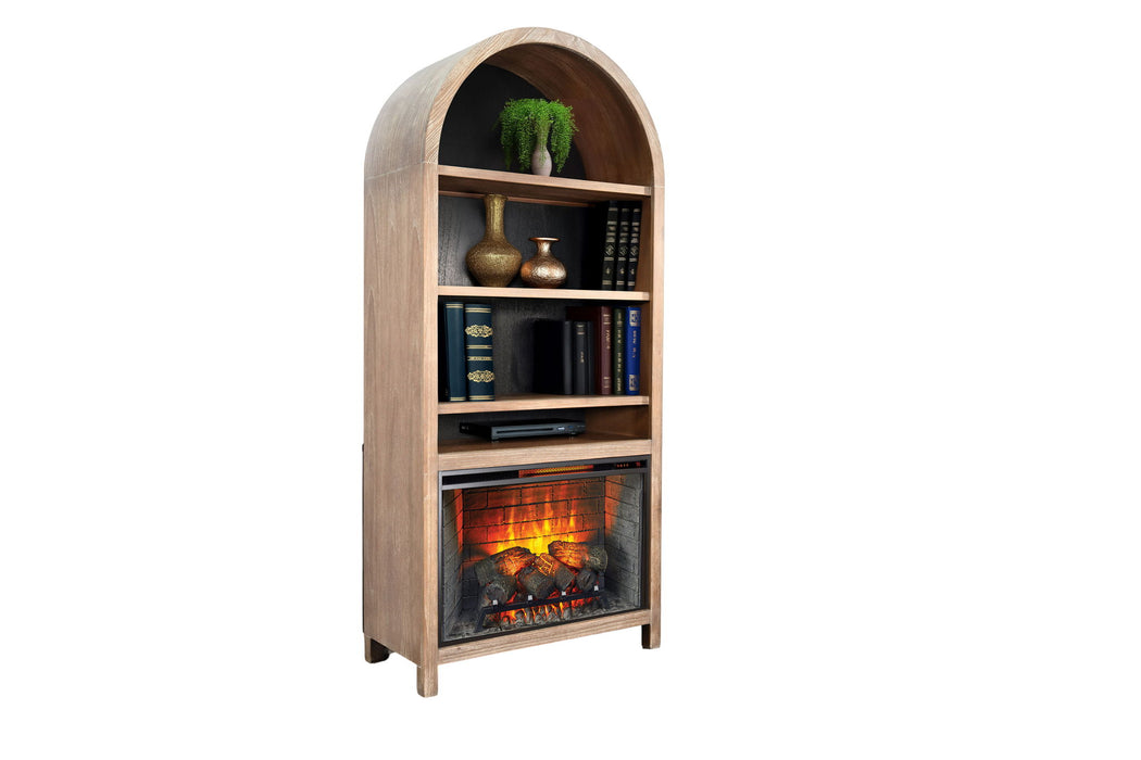 Arched Bookcase With Electric Fireplace