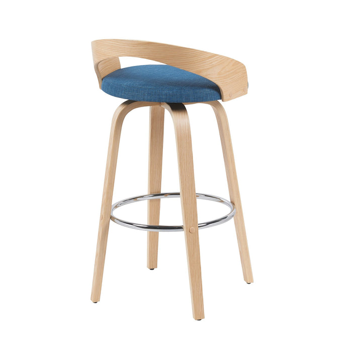 Sonia - Modern Swivel Bar Height Stool - Patterned Oak Wood Finish
