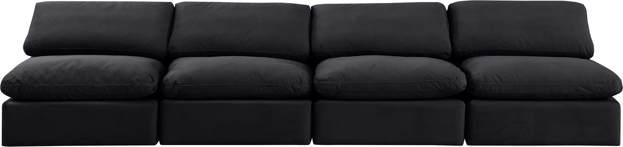 Indulge - Velvet 4 Seat Modular Armless Sofa