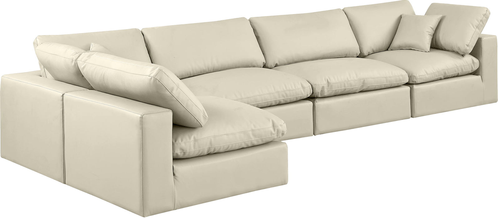 Comfy - 5 Piece Faux Leather Modular Sectional