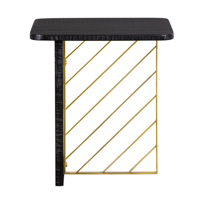 Monaco - Side Table With Antique Brass Accent - Black