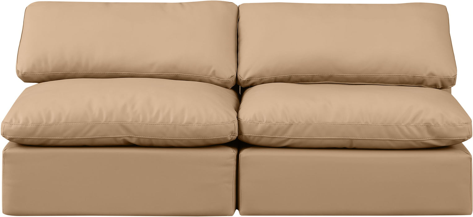 Indulge - Faux Leather 2 Piece Modular Armless Sofa - Tan