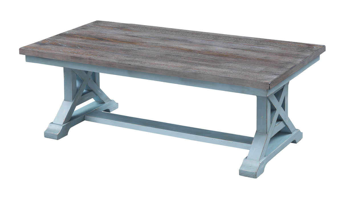 Bar Harbor - Hand Painted Table With Plank Style Top