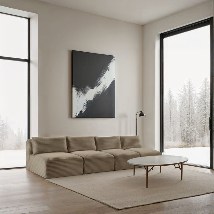 Shaggy - Fabric 4 Seat Modular Armless Sofa