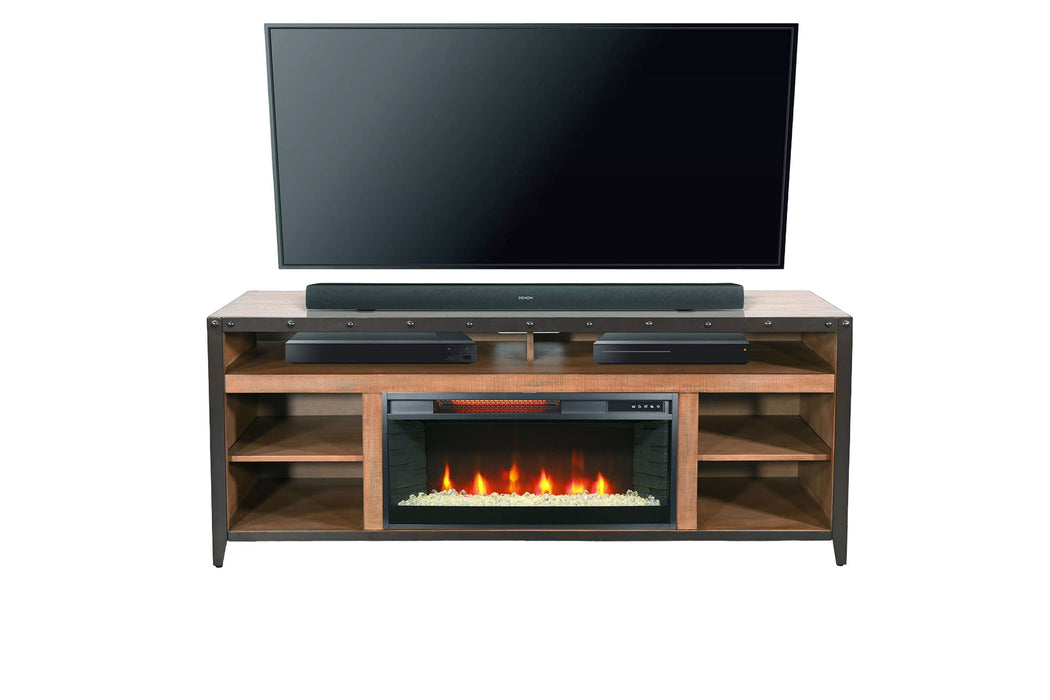 63" Media Console With Electric Fireplace - Antique Brown
