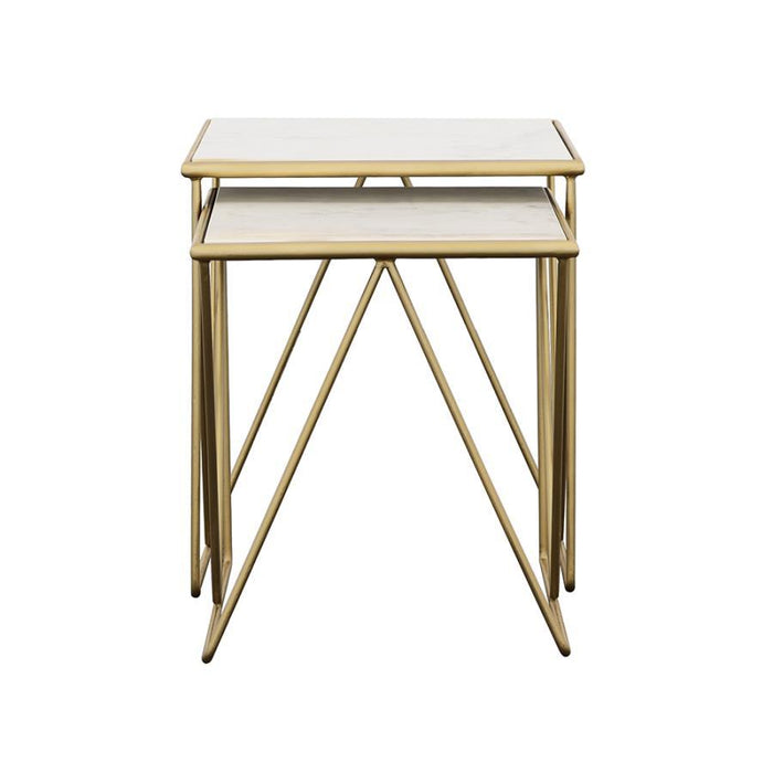 Bette - 2 Piece Nesting Table Set - White And Gold