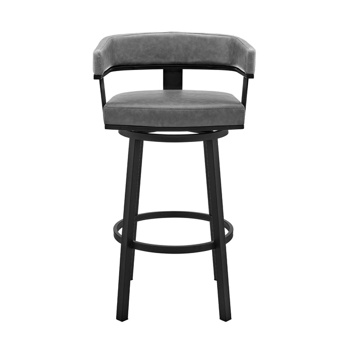 Lorin - 26" Counter Height Swivel Bar Stool - Black And Gray Faux Leather
